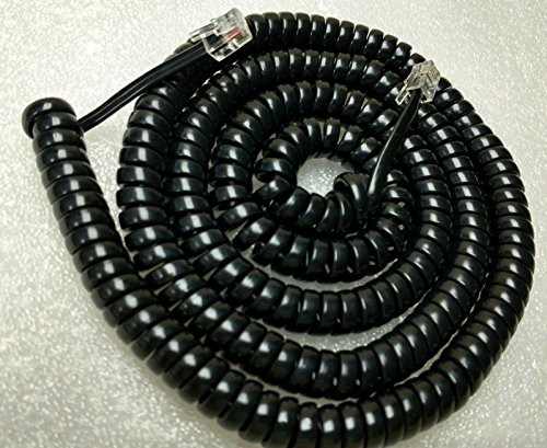 AT&T Trimline Black 25' Ft LONG Handset Phone Coiled Cord 205 210 210M 220 230 230M Princess TR1909 by DIY-BizPhones