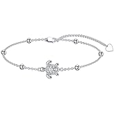 LWXIE Diamond Turtle Bracelet 925 Sterling Silver Sea Turtle Bracelet Ocean Jewelry Gifts for Women