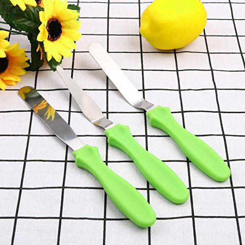 Cake Tools--Stainless Steel Butter Cake Cream Tool Spatula PP Plastic Handle Baking Mould By Ikevan--3 Colors- (Green) - Thumbnail 2