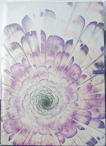 Italian Leather Journal "Psychedelic Flower" Lined Journal (Size: 6" (WIDTH) x 8.45" (LENGTH) X 1.15" (THICKNESS)