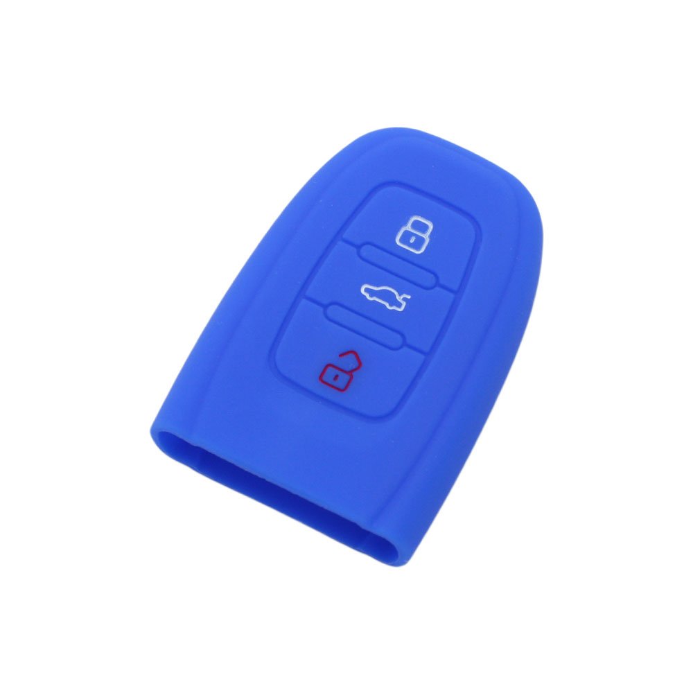 BROVACS Silicone Cover Protector Case Holder Skin Jacket Compatible with AUDI 3 Button Smart Remote Key Fob CV9821 Deep Blue