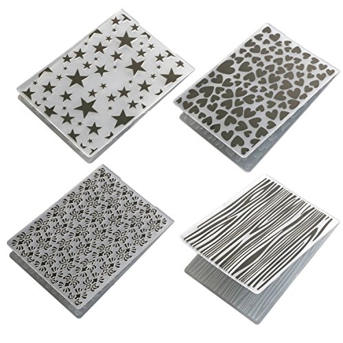 Migavan Embossing Folders 4 Assorted Patterns Embossing Folder Plastic Templates Molds Tools for DIY Craft Scrapbooking Photo Album Card Decoration Style A
