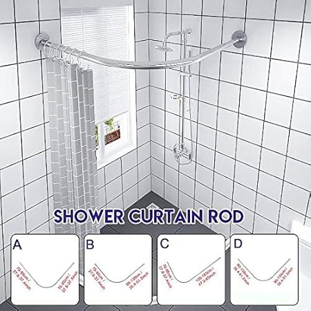 Tringle Rideau De Douche Sans Percage Tringle Rideau Douche Extensible Avec Rideau De Douche Et Crochet Tringle Rideau Douche Angle En Acier Inoxydable Pour Salle De Baind Amazon Fr Cuisine Maison