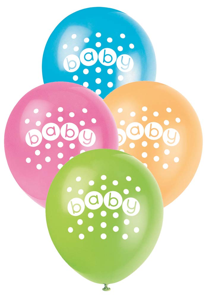 Unique Party 42370 - 12" Latex Pastel Baby Shower Balloons, Pack of 8