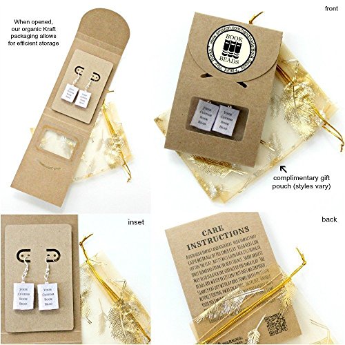 WRITER'S BLOCK Funny Clay Mini Book HYPOALLERGENIC Earrings by Book Beads - Thumbnail 5