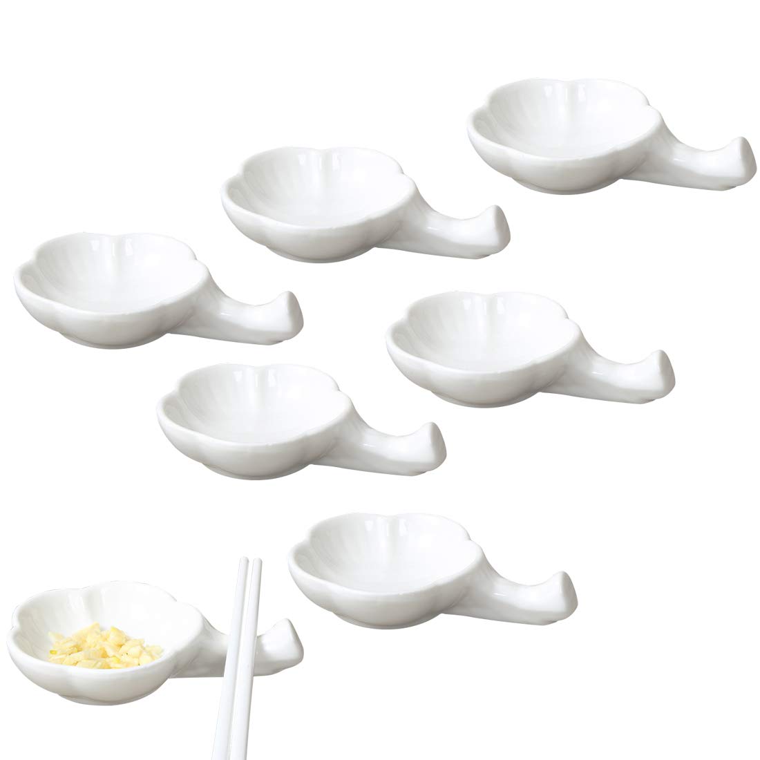 MULHUE 6 PCS Porcelain Plum Blossom Dipping Bowls Sauce Dishes,Round Soy Sauce Dipping Bowls, Dipping Bowls, Porcelain Watercolor Palette