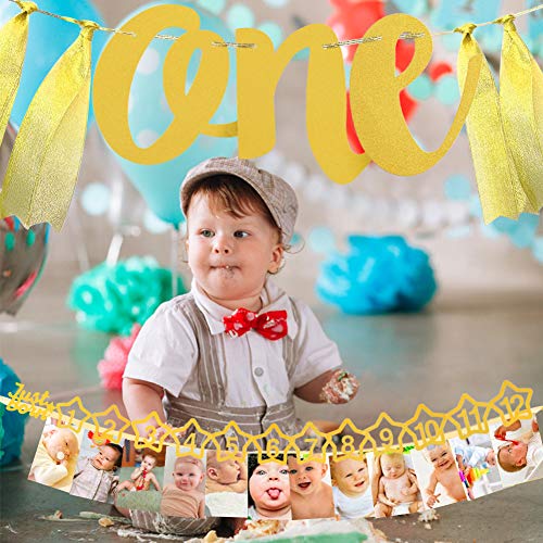 First Birthday Photo Banner First Birthday Decoration Great for One Year Old Celebration Party Supplies