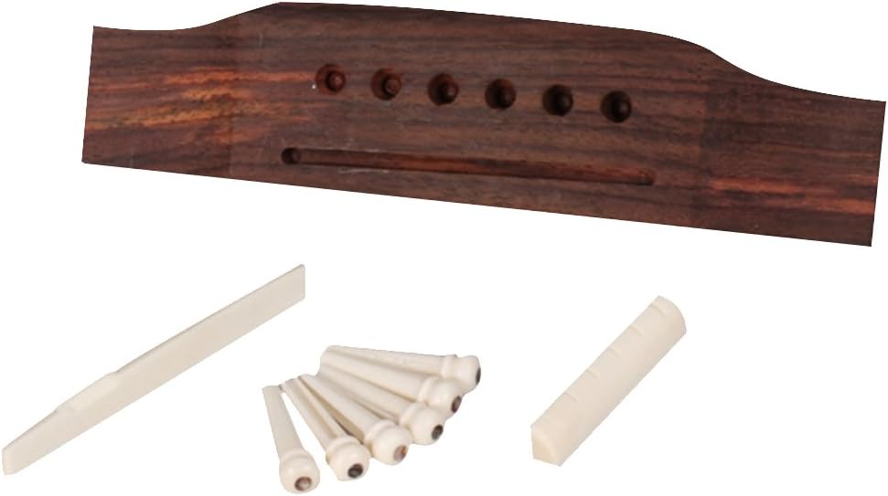 6 String Acoustic Guitar Bridge Bone Pins Saddle Nut