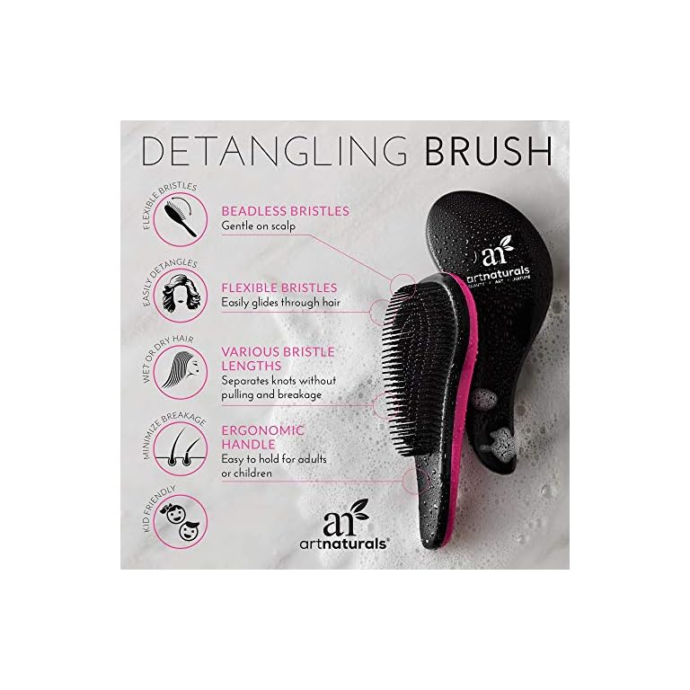 artnaturals Detangling Hair Brush Set (2 Piece Gift Set Pink