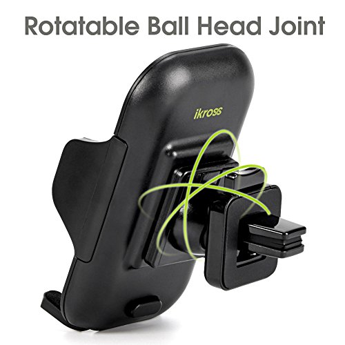 iKross Lock Clip Air Vent Mount, Universal Air Vent Vehicle Mount Cradle Holder for Smartphone 4-6"/GPS devices, Apple iPhone X, 8/8 Plus, 7/7 Plus, Samsung S8/S8+, LG V30 and More - Black - Thumbnail 2