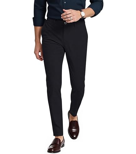 GINGTTO Mens Skinny Dress Pants Black Chino Pants Slim Fit Tapered