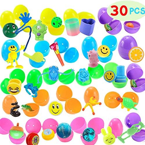 30 Pieces Easter Eggs Filled Mini Toys for Kids Easter Hunt, Easter Theme Party Favors, Party Game Prizes, Goodie Bag Fillers, Basket Stuffers Fillers, Classroom Prize Supplies
