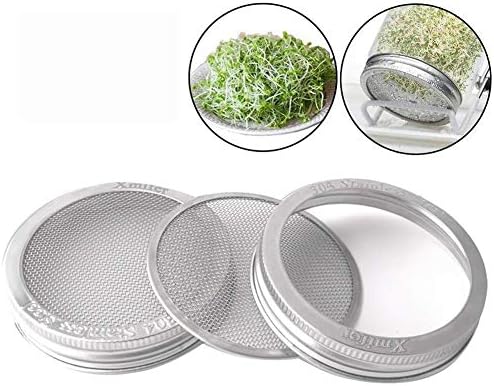 Stainless Steel Sprouting Lids for Wide Mouth Mason Jars - Strainer Lid for Canning Jars and Seed Sprouting Screen