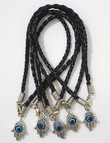 5 - Lucky HAMSA Kabbalah Bracelets with Black Braided String and Rotating Evil Eye Hamsa Hand - Jewish Judaica Amulet Pendant Jewelry for Success and Protection by Kabbalah Jewelry Bracelets