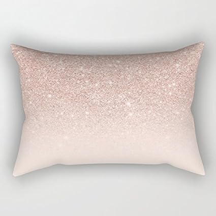 Rose Gold Faux Glitter Pink Ombre Color Block Rectangle Cushion