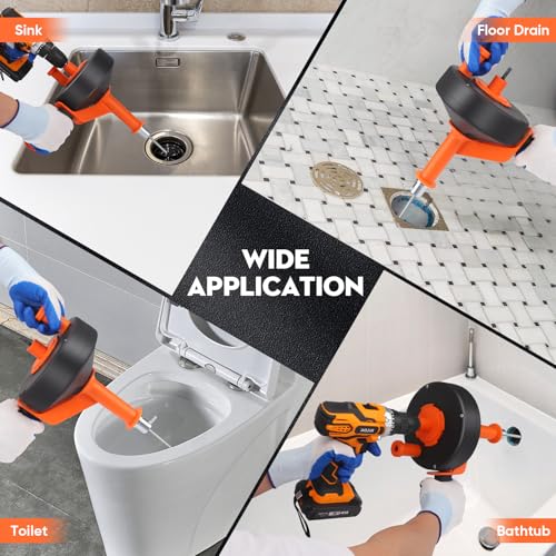 VAYOTOY Professional Pipe Unblocker, 10 m Flexible Spiral Unclogging Pipes for Kitchen Sinks, Bathrooms and Showers. Including Gloves, Bag, Brush