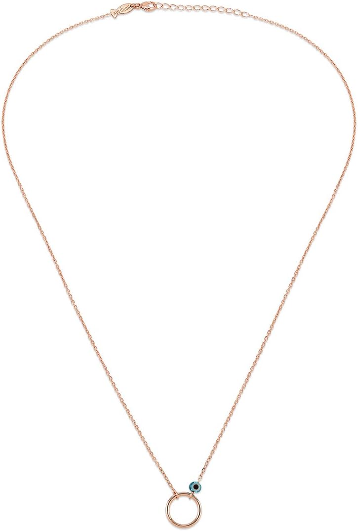 Ke Bella Jewelry Circle of Life Karma Necklace | Rhodium, Rose or 24K Yellow Gold Plated Silver | 16" + 2" Italian Chain