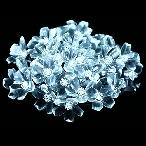 FADDIST Captain White Blossom Flower (Solar String Light) Fairy String Lights For Wedding Party Decorate Gardens,Lawn,Patio,Christmas Trees,Indoor/Outdoor(23Ft, 50 LEDs,White)