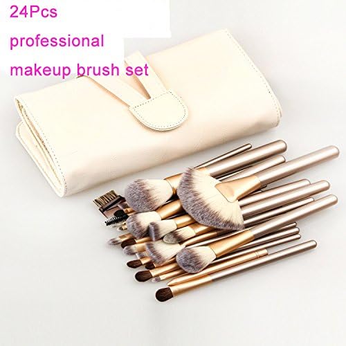 24 Pcs Makeup Brush Set Professional Wood Handle Premium Synthetic Kabuki Foundation Blending Blush Concealer Eye Face Liquid Powder Cream Cosmetics Lip Brush Tool Brushes Kit