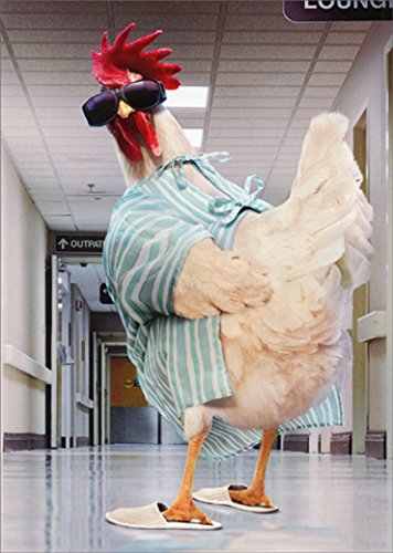 Rooster Hospital Gown Avanti Funny/Humorous Get Well Card - Thumbnail 2