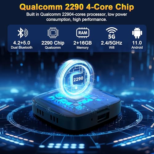 4-in-1 Wireless CarPlay Adapter Support Netflix/YouTube/TF Card, Android Auto & Carplay Adapter with USB-A and USB-C Cables,Convert Wired to Wireless Apple Dongle, Video Box Car Play for iOS 10+