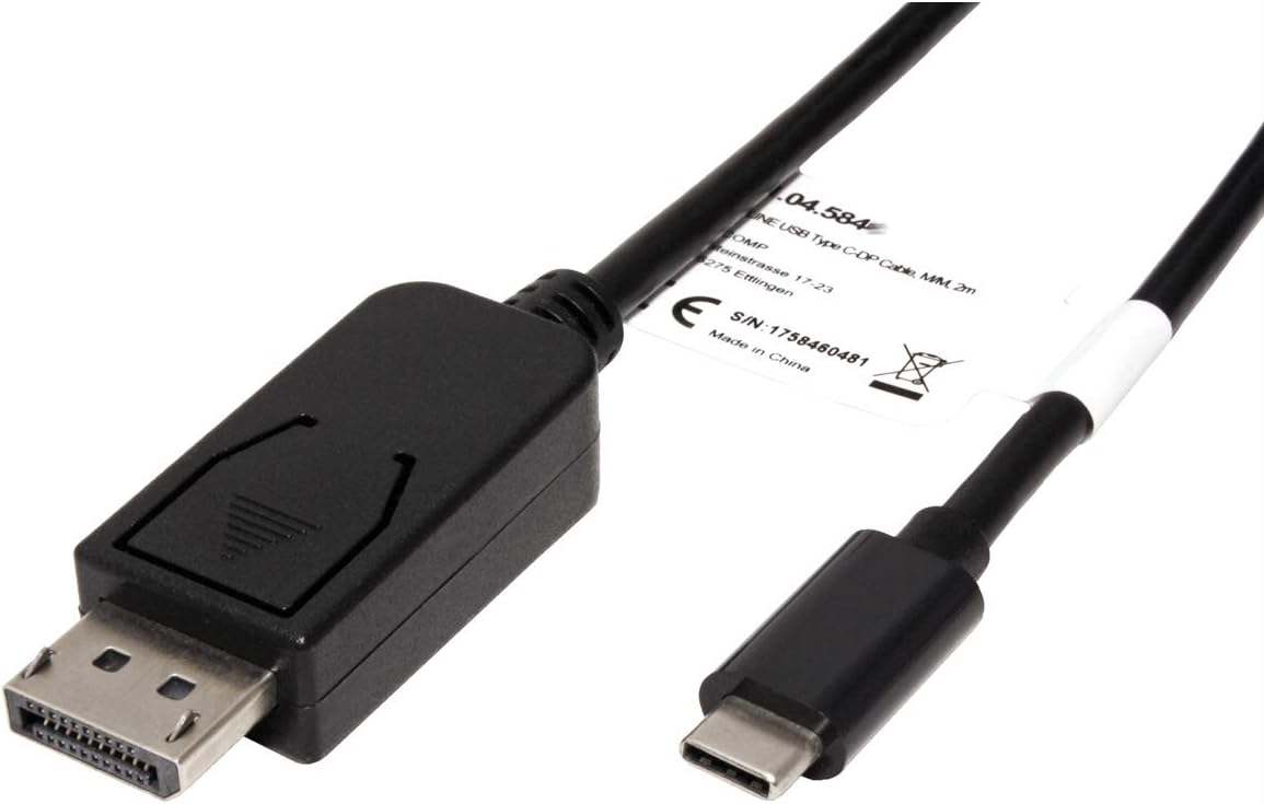 ROLINE USB C DisplayPort Cable V1.2 I DP Male Adaptor Cable USB 3.1 Type C and I 4 K Resolution 60Hz black Black 1 m - Image 3