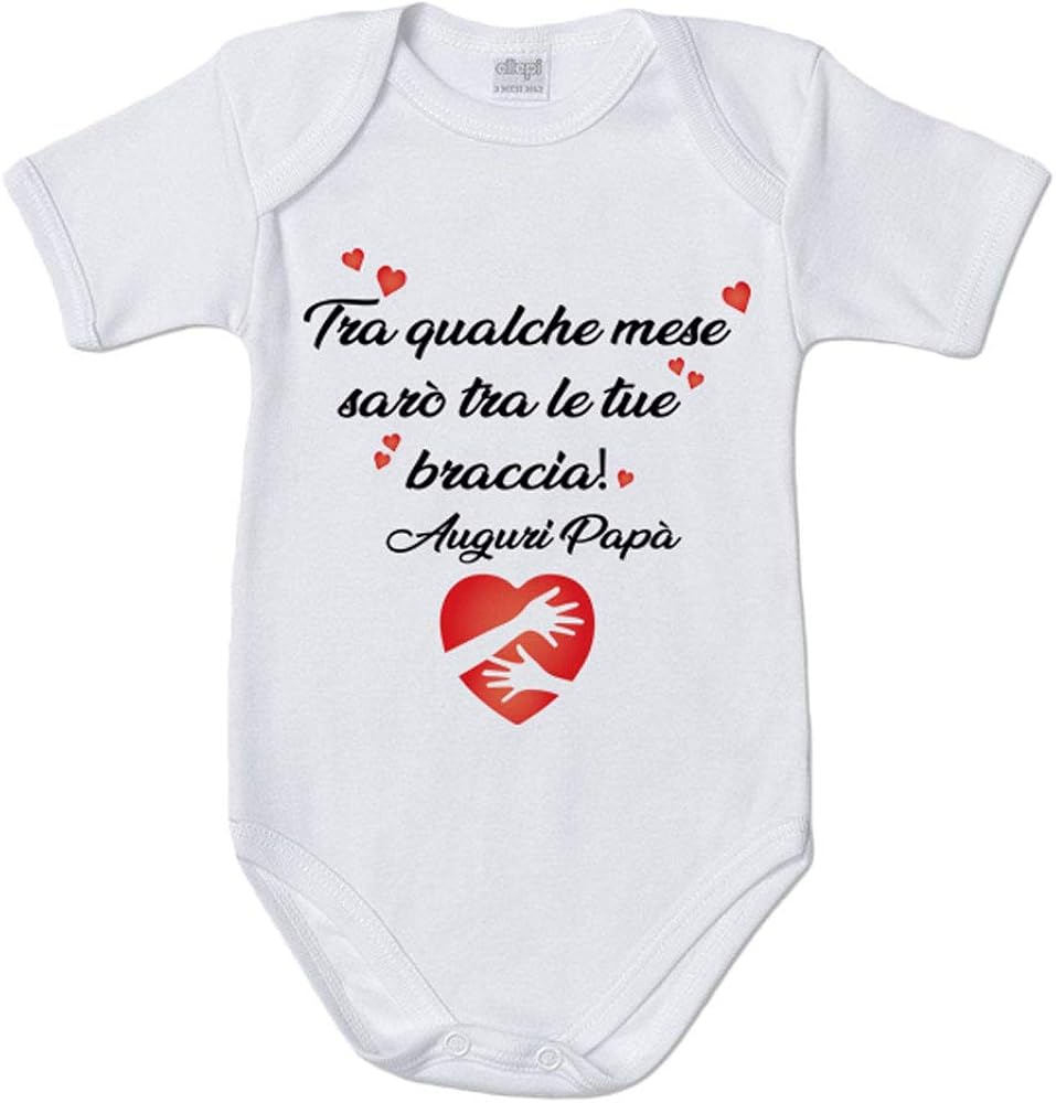 Foto Pariando Body Bodino Neonato Grafica Neutra Tra Qualche Mese Saro Tra Le Tue Braccia Auguri Papa 1 Mese Senza Manica Amazon It Abbigliamento