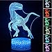 3D Illusion Velociraptor Dinosaur Night Lamp, 7 Color Change, Touch White Crack Base