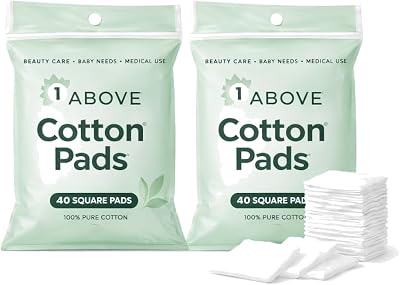 1ABOVE Cotton Pads 2 Packs 40 Count 80 Total Pure Cotton Squares