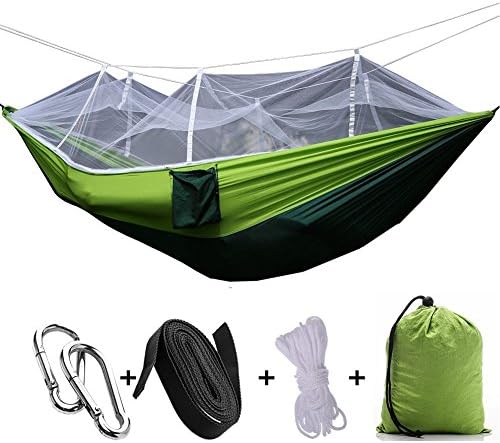 Outdoor Camp Camping Hammock with Mosquito Insect Net, Cyclemann Portable &amp; Foldable Camping Hammock Mosquito Net Hammock Tent Capacity 400 lbs (Green)