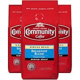 Community Coffee Breakfast Blend Medium Roast Premium Whole Bean 12 Oz Bag (3 Pack), Medium Full Body Smooth Bright Taste, 100% Select Arabica Coffee Beans