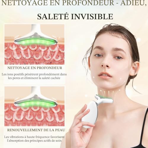 Appareil Anti Rides Visage - 7 couleurs, EMS, Massage facial chaud, Nettoyage en profondeur, Machine à visage anti-rides