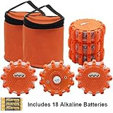 Twinkle Star 6 Pack LED Road Flares Flashing Warning Lights Roadside Safety Emergency Disc Beacon for Car, Marine Boat