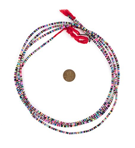 African Vinyl Beads, Ghana Vulcanite Crafts Supplies for DIY Jewelry Making, Necklaces, Bracelets (3mm, Multicolor)