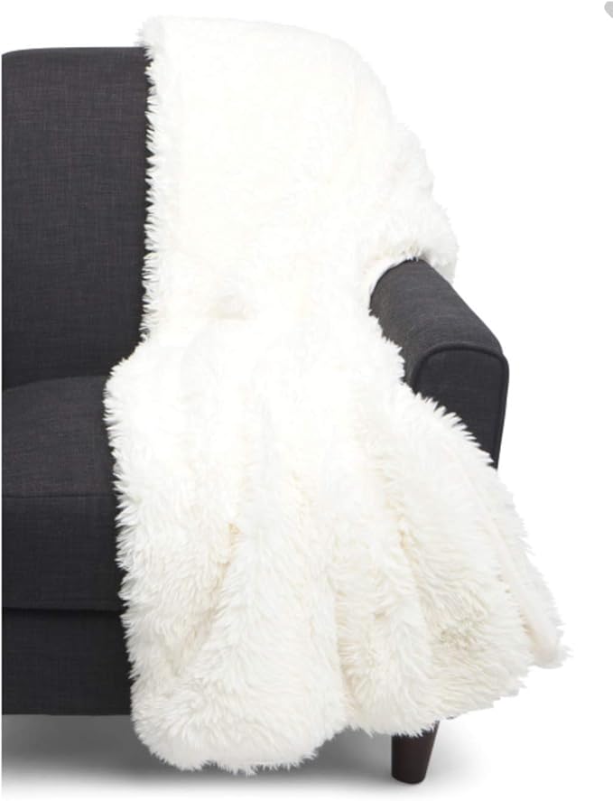 Tahari Home Mink Faux Fur Throw Blanket Shaggy Soft in