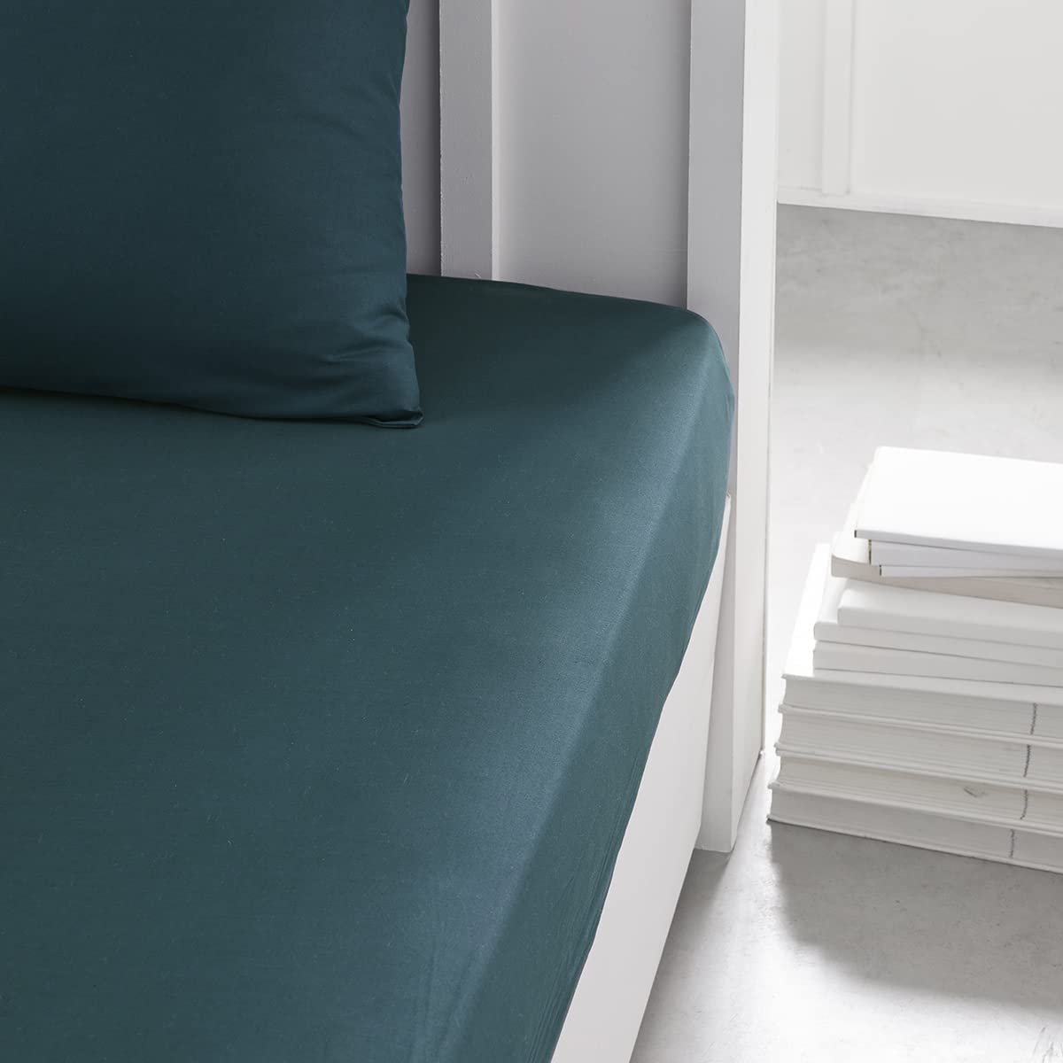 TODAY Essential Fitted Sheet 160 x 200 cm Double 100% Cotton Plain