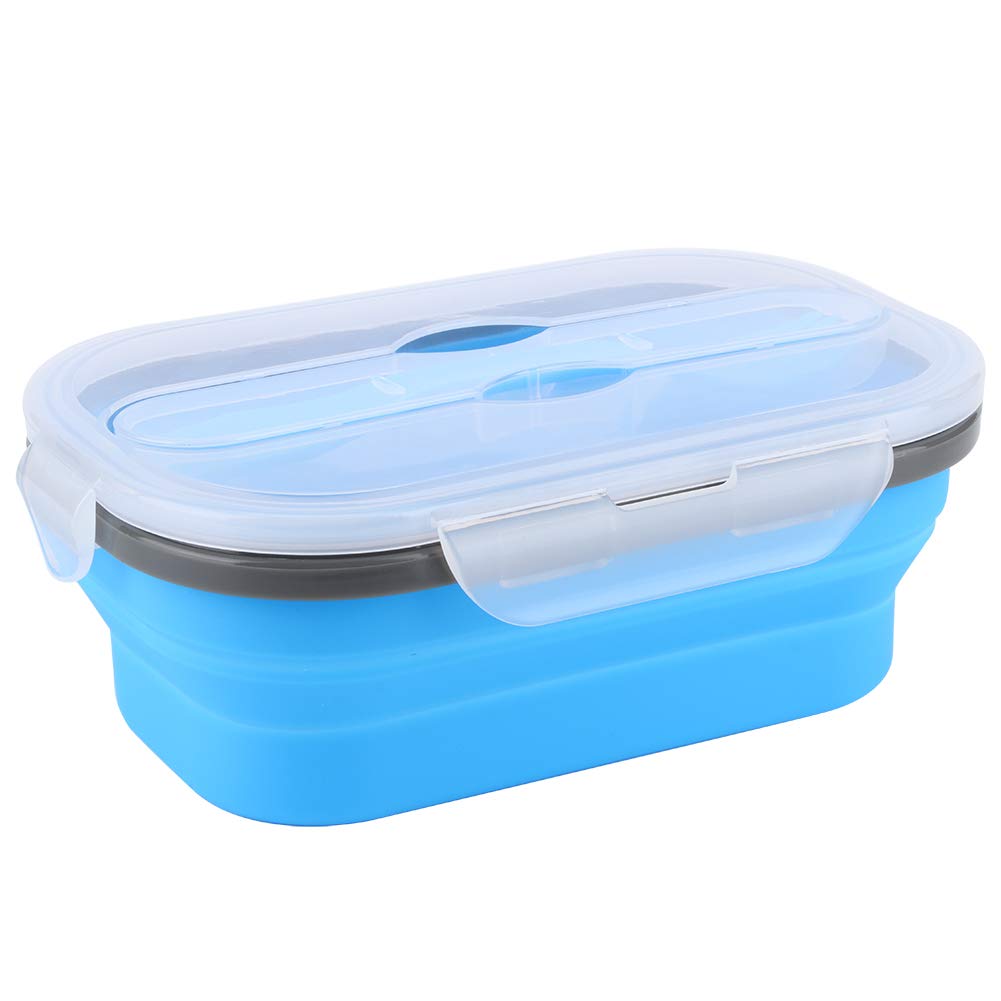 Lunch Box Container, Boxes Silicone 800ml for Travel for Outdoor for Picnic(Blue)