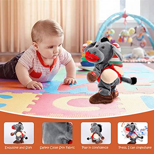 LUKETURE Singing Donkey Toy, Plush Donkey, Shaking Head and Wiggle Hip