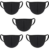 Shappy Anti Dust Cotton Face Mouth Masks with Active Carbon Cover Washable for Men/Woman Outdoor Sport Activity, Black, 5 Piece