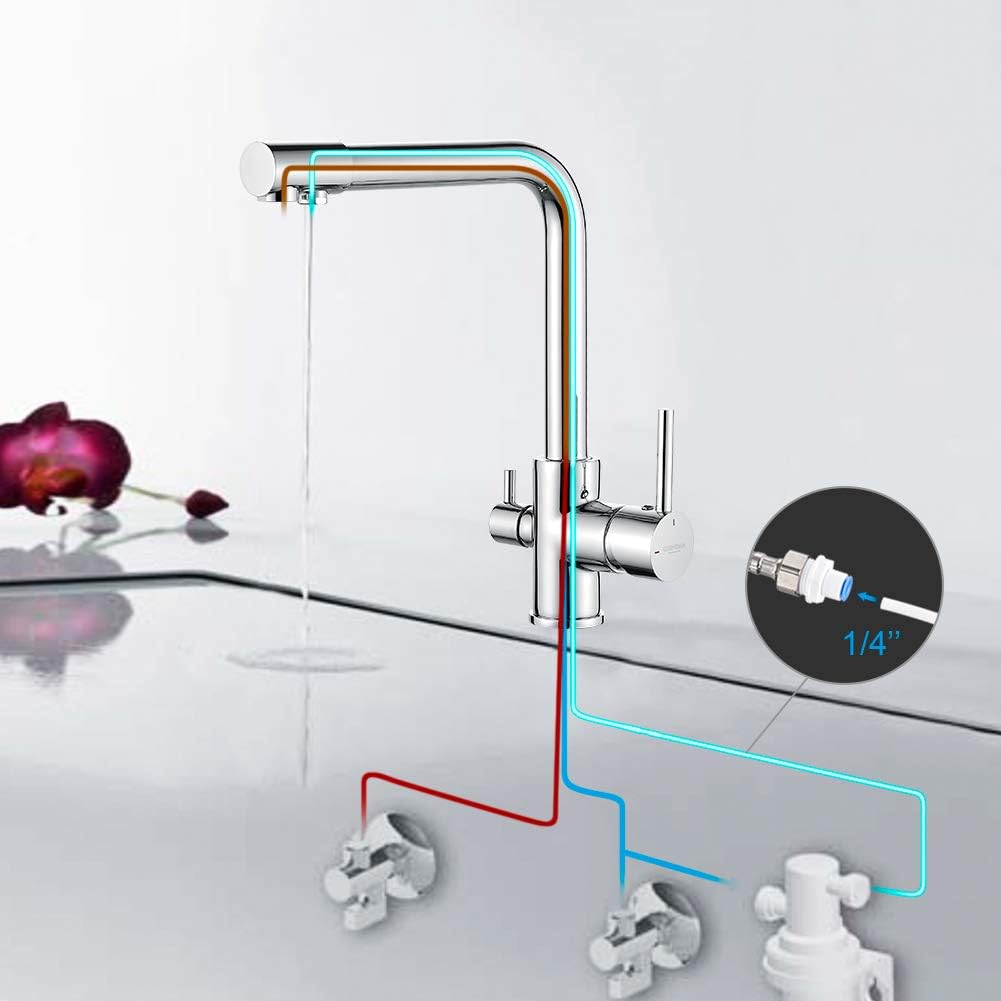 GRIFEMA GRIFERÍA DE COCINA-G4003 3 in1 Kitchen Mixer Tap with Drinking Filtered Water Outlet, Dual Lever Water Sink Tap - Image 3