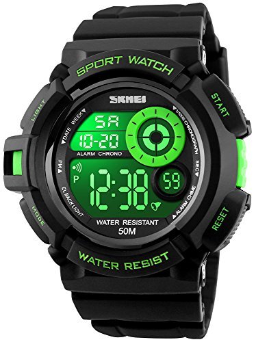 Fanmis Military Mens Sport Watches Multi Function Digital Alarm Waterproof Black Rubber Strap Watch