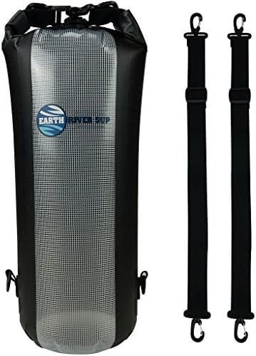 Earth River SUP Dry Bag - Secure Waterproof Bag Inc. Secure Clip, Backpack Straps &amp; Transparent Front Panel (10 Liter Black)