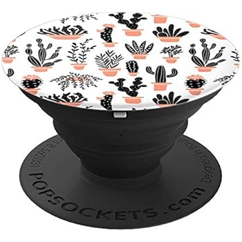 Cute Cactus Plants Black & White, Coral PopSocket Grip