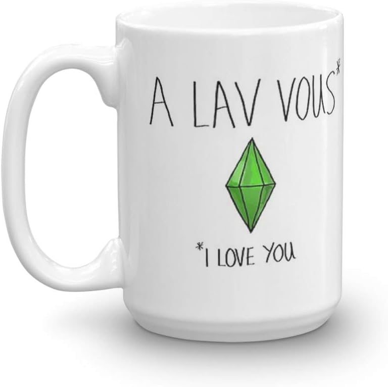 I love you - Simlish. 15 Oz Ceramic Glossy Mugs Gift For Coffee Lover. 15 Oz Ceramic Glossy Gift For Coffee Lovers Quote Mug Gifts For Men & Women