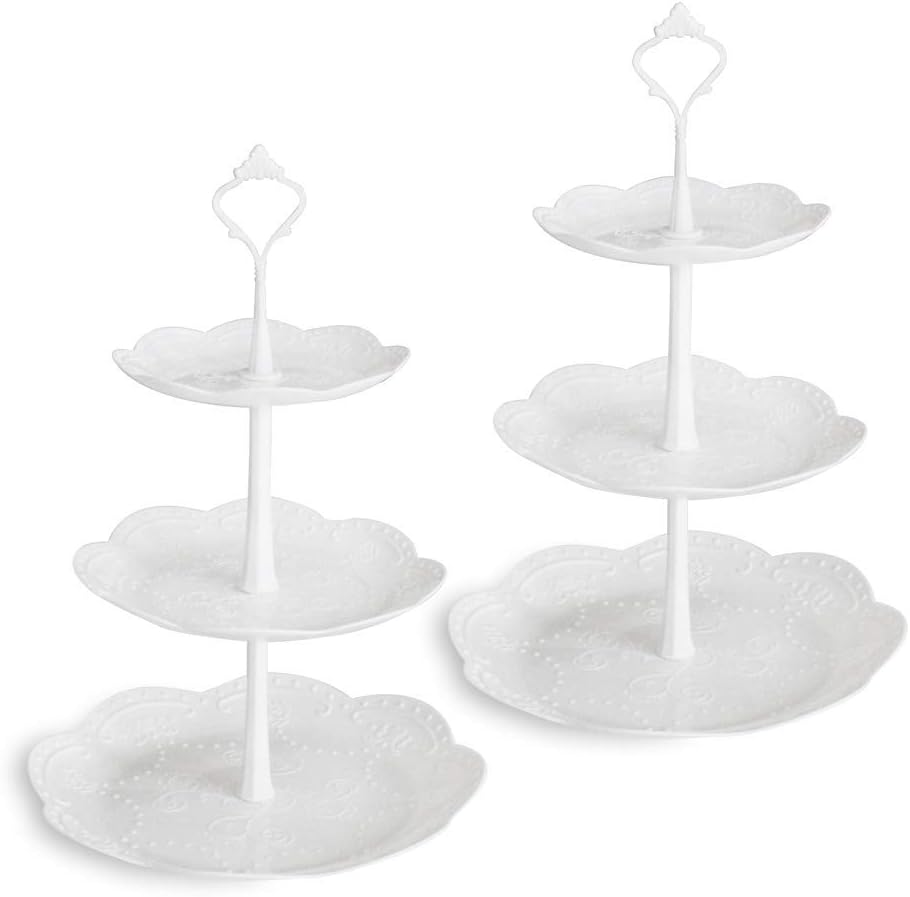 Candora Cake Stands 2pcs Three-layer dessert rack fruit rack European cake rack