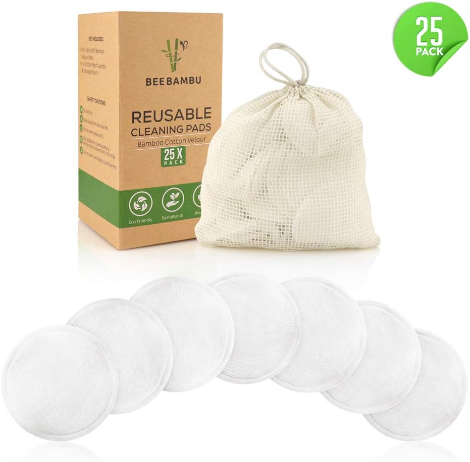 Reusable Cotton Pads (25 PACK) Bamboo/Cotton Washable Face Make Up
