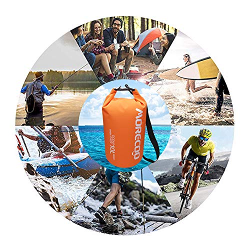 MORECOO Waterproof Bag Floating Ultra Light Dry Bag Outdoor Sports Sweatproof Dry Backpack 5L/10L for Kayaking/Rafting/Boating/Swimming/Camping/Hiking/Beach/Fishing (Orange, 20L) - Thumbnail 5