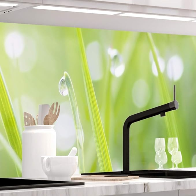 StickerProfis Küchenrückwand selbstklebend Premium MODERN Grass 1.5mm, Versteift, alle Untergründe, Hartschicht, 60 x 400cm