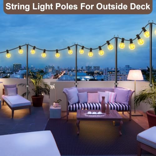 gresonic Patio Lighting Pole - 6 Packs 3M Outdoor Steel Lighting Pole for Outdoor Garden Backyard Decoration (Pack of 6)