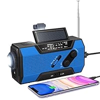 Emergency Solar Hand Crank Radio-NOAA Weather Radio with AM/FM 2000mAhPower Bank SOS Alarm LED Flashlight Reading Lamp for Household Outdoor Hurricane Storm